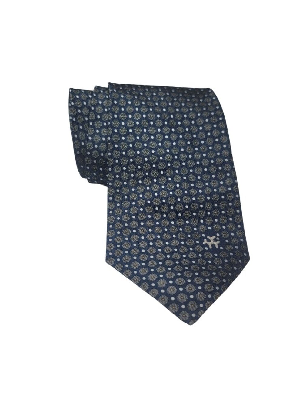 Ghen Corporation Mens Blue Dot Pattern Silk Necktie 100% Silk Professional Wear